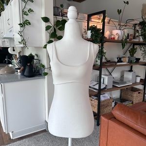 Meshki Scoop Neck Super Crop Top - White